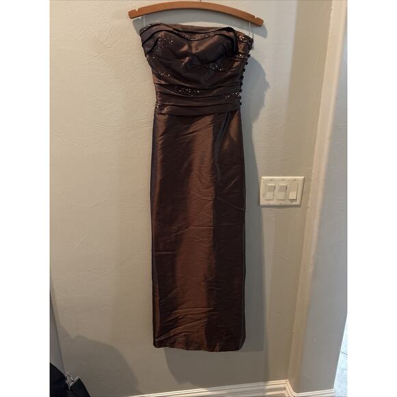 Bill Levkoff Strapless Floor-Length Formal Gown Size 0 Prom, w/ Crystals - Picture 1 of 12